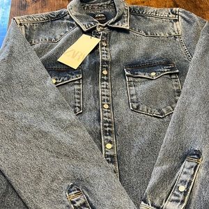 Zara Men denim over shirt with print